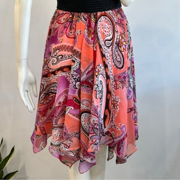 Evan Picone Paisley Crepe Handkerchief Hem Midi Dress - Picture 8 of 12